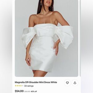 Selfie Leslie Off-Shoulder White Mini Dress with Statement Puff Sleeves